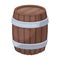 Oak barrel beer. A barrel in which beer is brewed. Pub single icon in cartoon style vector symbol stock illustration.