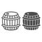 Oak barrel line and solid icon. Vintage wooden wine storage outline style pictogram on white background. Winery and