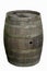 An oak barrel for storing and aging wine at a winery in Greece. Vertical image cut out picture. Hoops and straps.