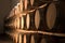 Oak barrels maturing red wine