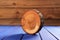 Oak cracked split on navy blue wooden table