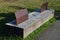 Oak gray wood without impregnation wood on the terrace is folded and connected by steel clips like a park bench. the bench include