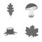 Oak leaf, mushroom, stump, maple leaf.Forest set collection icons in monochrome style vector symbol stock illustration