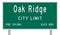 Oak Ridge Tennessee road sign showing population and elevation
