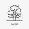 Oak tree flat line icon. Vector thin sign of park plant, ecology logo. Nature illustration, forest symbol
