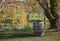 Oak wine barrel sitting in a meadow