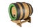 Oak wooden brewing barrel on a white background.