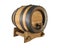 Oak wooden brewing barrel on a white background.