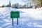 OAKHAM, RUTLAND, ENGLAND- 25 JANUARY 2021: Cutts Close park entrance on a snowy day