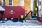 OAKHAM, RUTLAND, ENGLAND- 25 JANUARY 2021: Royal Mail worker outside a Royal Mail van on a snowy day