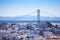 Oakland Bay Bridge view over the residential area