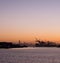 Oakland Shipyard San Francsico Cityscape Sunset Orange Brown