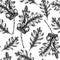 Oaktree seamless pattern Decorative autumn leaf sketches. Hand-drawn botanical backdrop in sketched style. Vintage oak tree branch