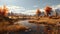 Oasis Autumn Splendor: Realistic Rendering Of Fall Landscape