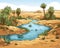 An Oasis is a fertile area of a desert or semi-desert.