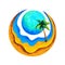 Oasis ocean sea earth palm beach logo icon sign symbol art watercolor painting illustration design