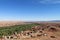 Oasis river valley in dry desert in north Africa