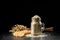 Oat bunch, cookies and flakes in flavouring jar