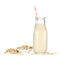 Oat milk in a traditional bottle isolated on a white background