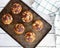 Oat pecan chocolate muffins vintage tray