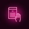 Oath, hand, book neon icon. Elements of Law & Justice set. Simple icon for websites, web design, mobile app, info graphics