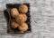 Oatmeal and banana muffins in vintage tray