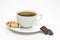 Oatmeal cookie, coffee cup and chocolate