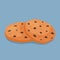 Oatmeal cookies with chocolate pieces. Vector illustration of tasty brown biscuits with in flat cartoon style.