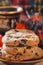 Oatmeal cookies closeup, morning breakfast, still life with biscuits and coffee