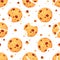 Oatmeal cookies  whole and bitten  crumbs seamless pattern. Dessert  pastry  sweets