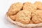 Oatmeal cookies in wicker bowl