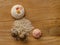 Oatmeal and eggs and cookie and meringue on wooden table