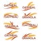 Oatmeal and granola logo template with lettering composition and