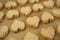 Oatmeal heart-shaped organic cookies on baking tray