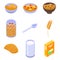 Oatmeal icons set, isometric style