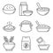 Oatmeal icons set, outline style