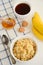 Oatmeal porridge with banana, honey and walnuts
