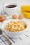 Oatmeal porridge with banana, honey and walnuts