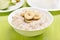 Oatmeal porridge with bananas slices