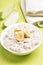 Oatmeal porridge with bananas slices
