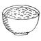 Oatmeal porridge in a bowl, vector illustration of hand drawing doodle