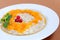Oatmeal porridge with pumpkin topping for healthy breakfast