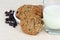 Oatmeal raisin cookies and milk