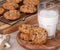 Oatmeal Raisin Nut Cookie and Glass of Milk