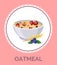 Oatmeal in white plate. Healthy breakfast granola, muesli, cereal with fruits in the deep bowl