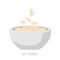 Oats bowl isolated on white background. Oatmeal breakfast cup, oat grain porridge. For healthy breakfast, oatmeal or