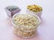 Oats in a bowl and muesli ingredients