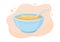 Oats bowl vector icon. Oatmeal sweet breakfast cup, oat grain porridge. Cartoon muesli, flake for healthy nutrition