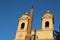Obelisk and bell tower at famous landmark spanish steps rome italy