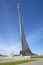 The obelisk `Conquerors of Space` and Monument to Konstantin Tsiolkovsky in Moscow, Russia